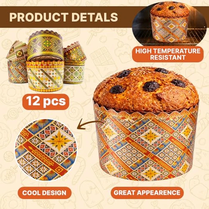 SHSH trade group 15 oz Easter Bread Baking Paper Molds | 12 Pack | Easter Bread Kulich Paska Pascha Mold Panettone Paper Kulich Molds W 5.1 x H 3.4 in by SHSH trade group - Image 4