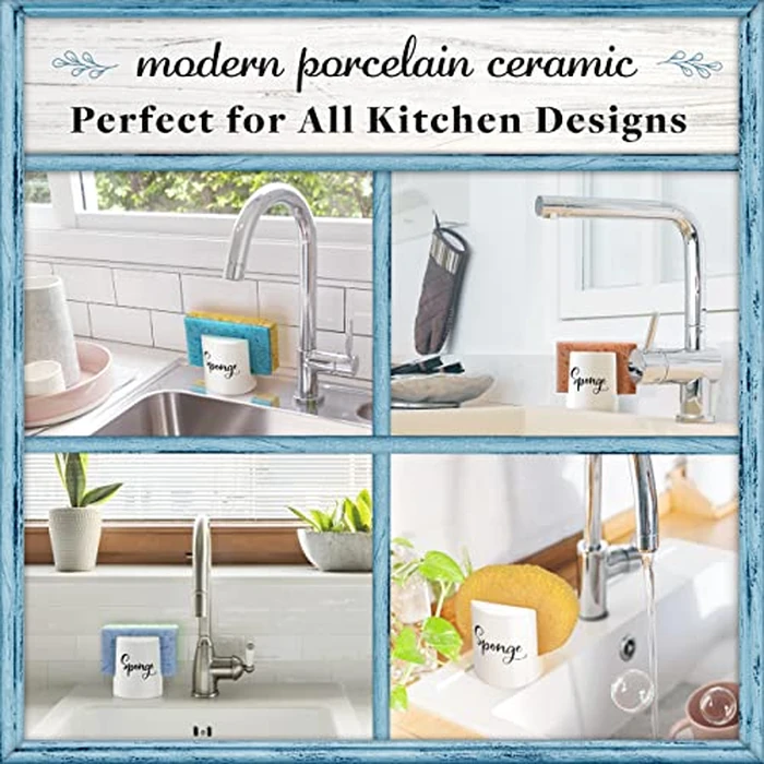 Home Acre Designs Sponge Holder for Kitchen Sink - Rustic Farmhouse Home & Kitchen Decor - White Ceramic by Home Acre Designs - Image 6