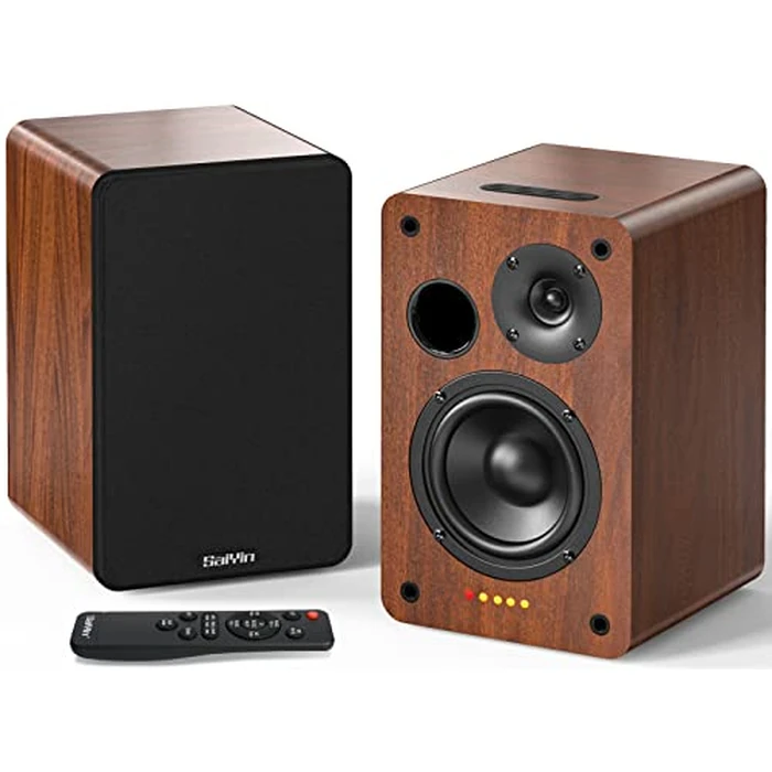 Saiyin Bluetooth Bookshelf Speakers, 40W X 2 Powered TV Speakers with 4 Inch Woofer, Turntable Speakers with Optical/AUX Input/Subwoofer Line Out for PC and TVs, Canada Version by Saiyin - Image 1