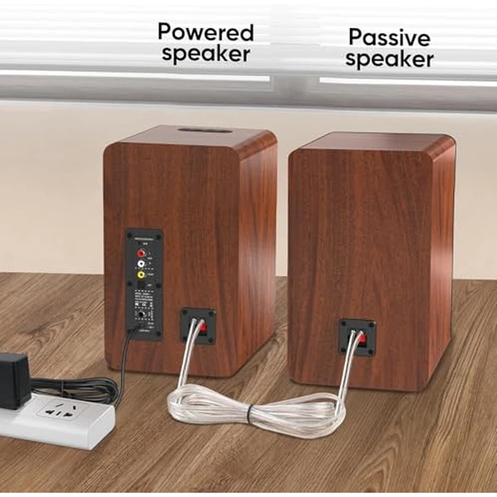 Saiyin Bluetooth Bookshelf Speakers, 40W X 2 Powered TV Speakers with 4 Inch Woofer, Turntable Speakers with Optical/AUX Input/Subwoofer Line Out for PC and TVs, Canada Version by Saiyin - Image 2