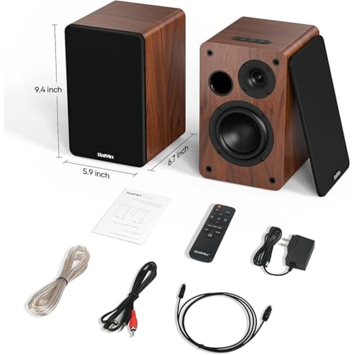 Saiyin Bluetooth Bookshelf Speakers, 40W X 2 Powered TV Speakers with 4 Inch Woofer, Turntable Speakers with Optical/AUX Input/Subwoofer Line Out for PC and TVs, Canada Version by Saiyin - Image 7