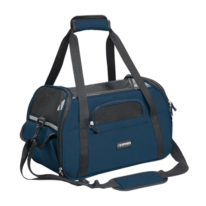 GOOPAWS Dog Purse Carrier for Small Dogs, Soft-Sided Tote Bags with Pocket Dog Travel Supplies Portable Dog Sling with Anti-Slip Bottom (Navy Blue-19in) by GOOPAWS - Image 1