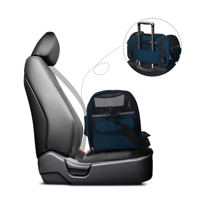 GOOPAWS Dog Purse Carrier for Small Dogs, Soft-Sided Tote Bags with Pocket Dog Travel Supplies Portable Dog Sling with Anti-Slip Bottom (Navy Blue-19in) by GOOPAWS - Image 6