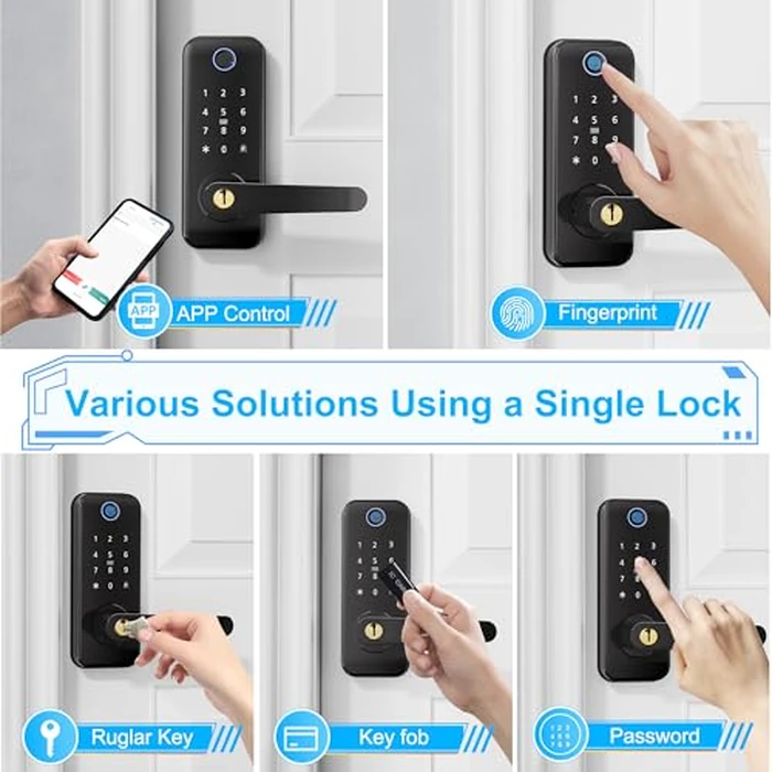 Keyless Entry Fingerprint Smart Door Lock with Handle,Digital Electronic Lock with Touchscreen Keypad,Electric Door Knob for Exterior Interior Entry/Bedroom Front Doors,Built-in WiFi by Linkthai - Image 3
