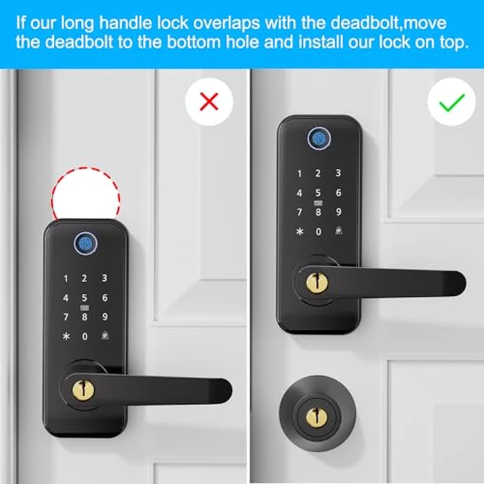 Keyless Entry Fingerprint Smart Door Lock with Handle,Digital Electronic Lock with Touchscreen Keypad,Electric Door Knob for Exterior Interior Entry/Bedroom Front Doors,Built-in WiFi by Linkthai - Image 4