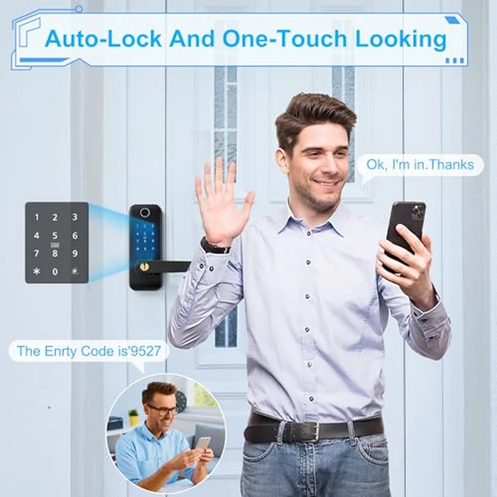 Keyless Entry Fingerprint Smart Door Lock with Handle,Digital Electronic Lock with Touchscreen Keypad,Electric Door Knob for Exterior Interior Entry/Bedroom Front Doors,Built-in WiFi by Linkthai - Image 8