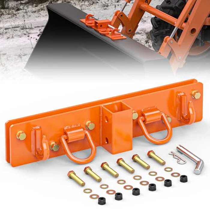 Sulythw Tractor Bucket Hooks 1/4" G70 Grade Steel Bolt on Grab Hooks with 2” Receiver, 1/2" Forged Tie Down D Rings for Universal Tractor Buckets with Back Steel Plate(Orange) by Sulythw - Used - Very Good condition - CA$95.34