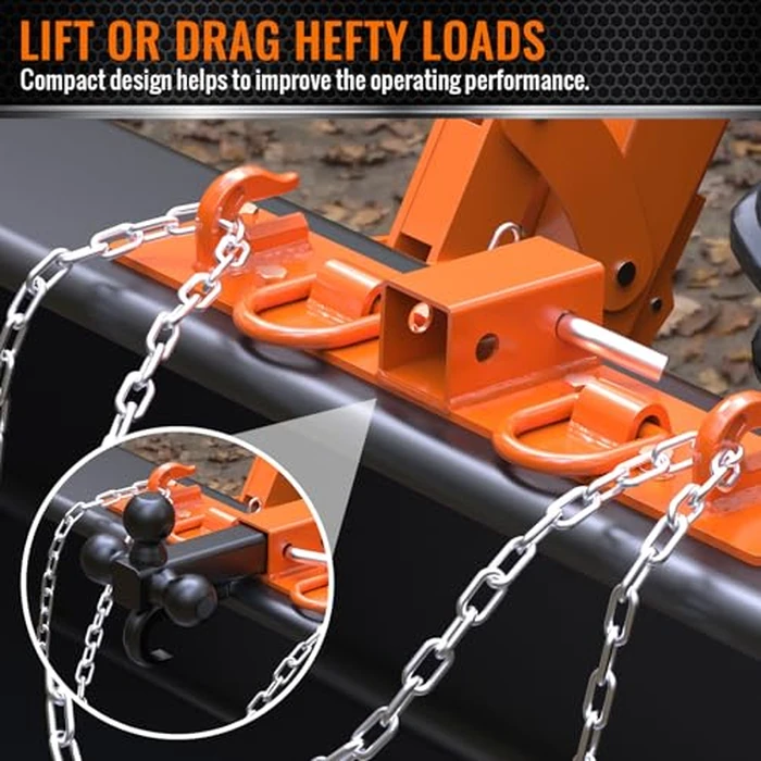 Sulythw Tractor Bucket Hooks 1/4" G70 Grade Steel Bolt on Grab Hooks with 2” Receiver, 1/2" Forged Tie Down D Rings for Universal Tractor Buckets with Back Steel Plate(Orange) by Sulythw - Image 6