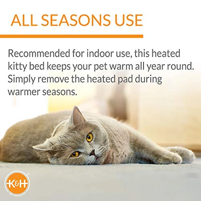 K&H Pet Products Heated Thermo-Kitty Fashion Splash Indoor Cat Bed, Orthopedic Foam Base Heated Bed for Dogs or Cats with Removable Waterproof Heater, Mocha Small 18 Inches Round by K&H - Image 3
