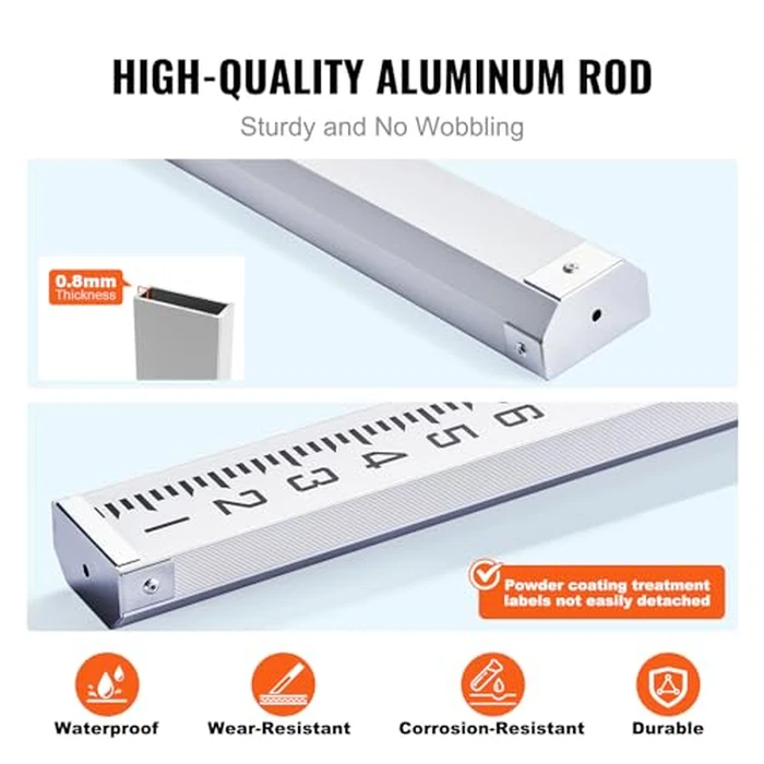 VEVOR Aluminum Grade Rod, 14-Feet/10ths 6 Sections Telescopic Measuring Rod,Double-Sided Scale 1/10 ft Leveling Rod Stick,Aluminum Alloy Survey Rod w/Bubble Level&Carrying Bag for Houses,Walls,Floors by VEVOR - Image 4