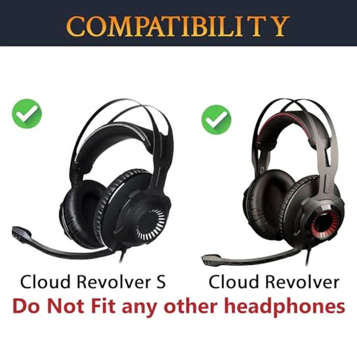 SOULWIT Ear Pads Cushions Replacement, Earpads for Kingston Headphones HyperX Cloud Revolver, Revolver S Gaming Headset (Model Number HX-HSCR-BK/NA & HX-HSCRS-GM/NA) - PL Black by SOULWIT - Image 2