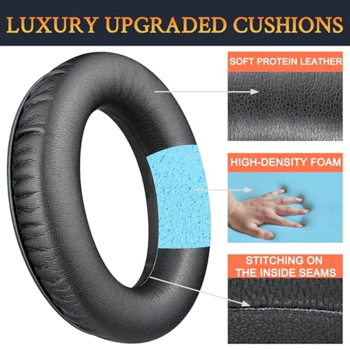 SOULWIT Ear Pads Cushions Replacement, Earpads for Kingston Headphones HyperX Cloud Revolver, Revolver S Gaming Headset (Model Number HX-HSCR-BK/NA & HX-HSCRS-GM/NA) - PL Black by SOULWIT - Image 3