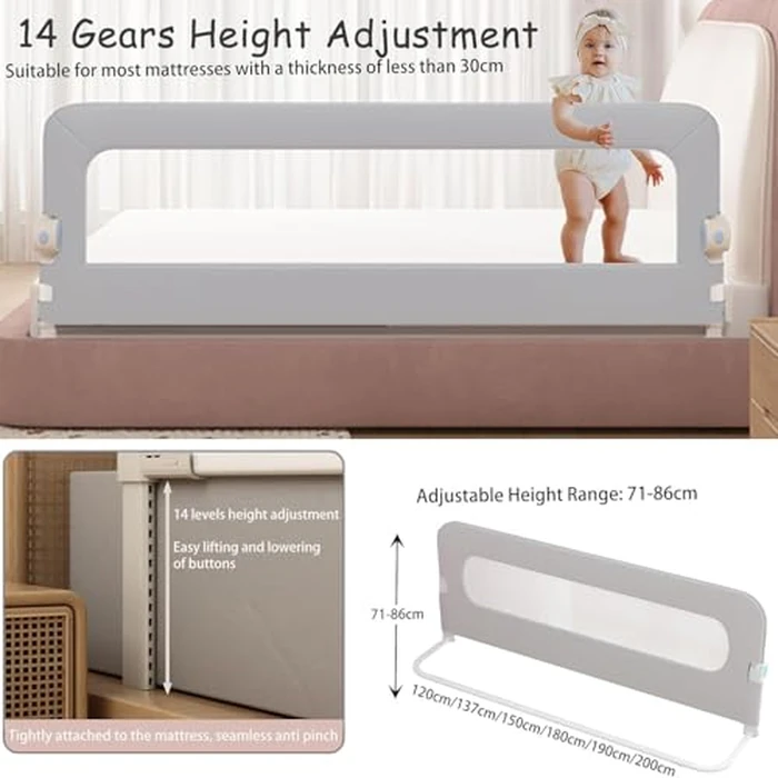 EAQ Foldable Baby Bed Rails Guard for Toddlers, Folding Swing Down Bed Rail for Crib,Portable Baby Bed Rails Guard Bumper for Queen Full King Twin Crib Bunk Size Bed by EAQ - Image 3