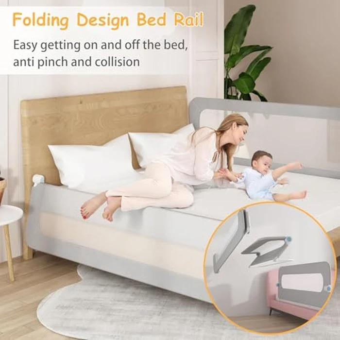 EAQ Foldable Baby Bed Rails Guard for Toddlers, Folding Swing Down Bed Rail for Crib,Portable Baby Bed Rails Guard Bumper for Queen Full King Twin Crib Bunk Size Bed by EAQ - Image 6