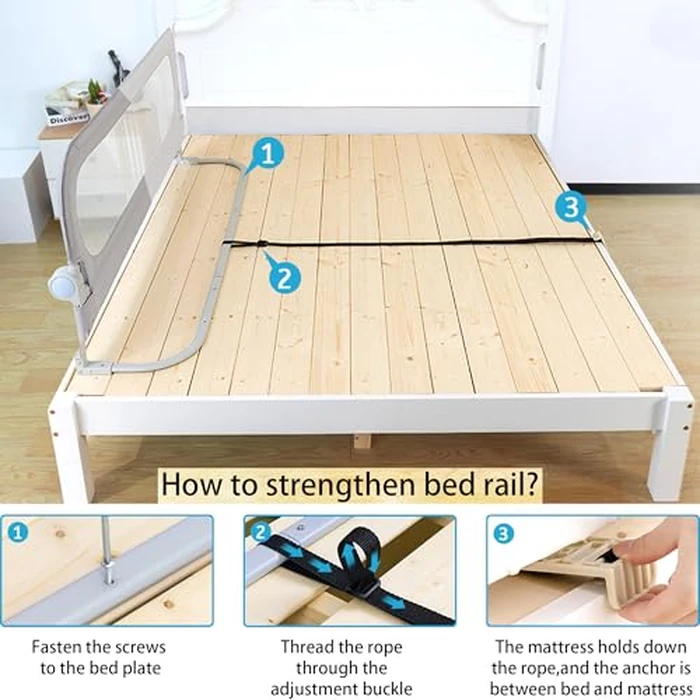 EAQ Foldable Baby Bed Rails Guard for Toddlers, Folding Swing Down Bed Rail for Crib,Portable Baby Bed Rails Guard Bumper for Queen Full King Twin Crib Bunk Size Bed by EAQ - Image 7