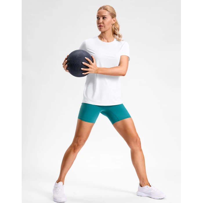 Womens Workout Tops Moisture Wicking Short Sleeve Shirts for Women Hip-Length UV Protection Sun Shirt Athletic, Hiking, Trainning(White, L) by G Gradual - Image 3