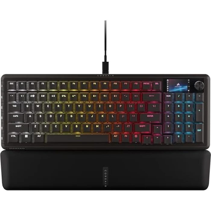 CORSAIR Vanguard 96 Wired Mechanical Gaming Keyboard - 96% Layout, MLX Fusion Tactile Switches, 8000Hz Polling, LCD Display, Virtual Stream Deck, G-Keys, SOCD Flashtap, QWERTY US - Black by Corsair - Used - Very Good condition