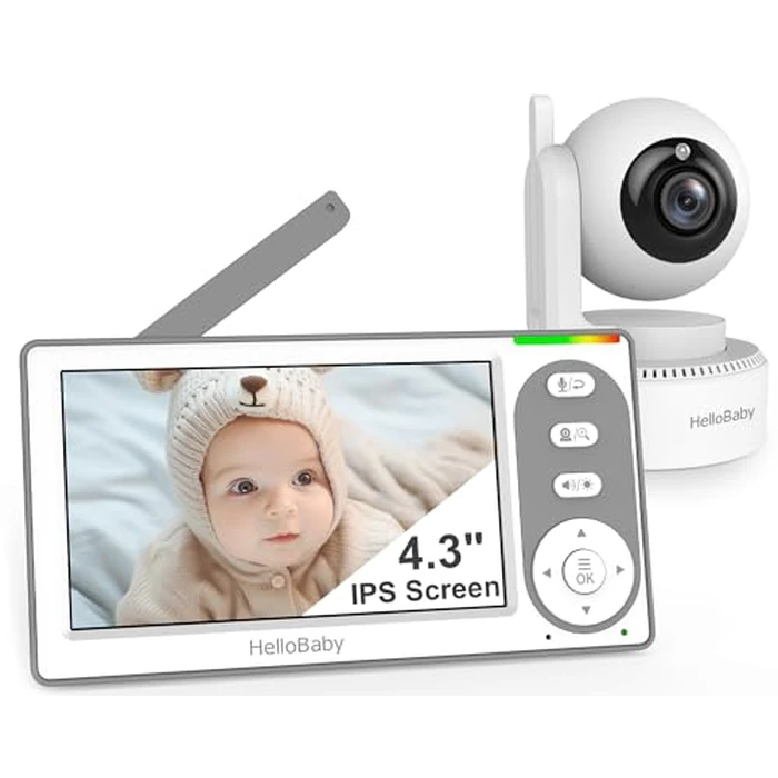HelloBaby 4.3'' Video Baby Monitor with 30 Hours Battery, Remote Pan-Tilt-Zoom Baby Monitor No WiFi, Baby Monitor with Camera and Audio, Night Vision, ECO Mode, Two-way Talk, 8 Lullabies, 1000ft Range by HelloBaby - Used - Like New condition - US$35.14