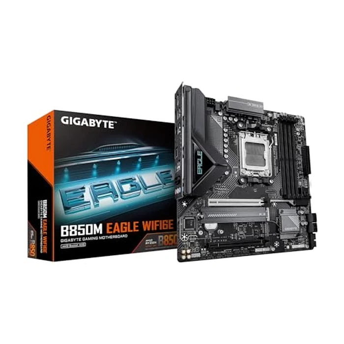 GIGABYTE B850M Eagle WIFI6E AMD AM5 mATX Motherboard, Support AMD Ryzen 9000/8000/7000 Series, DDR5, 8+2+2 Power Phase, 2X M.2, PCIe 5.0, USB-C, WIFI6E, 2.5GbE LAN, EZ-Latch, 3-Year Warranty by GIGABYTE - Image 1