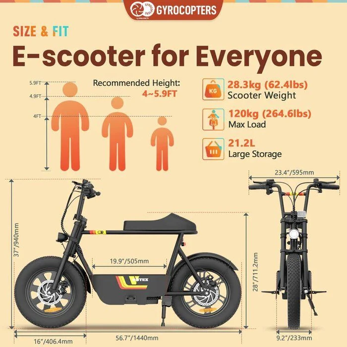 Gyrocopters Vortex Electric Scooter for Adults - Black by Gyrocopters - Image 7