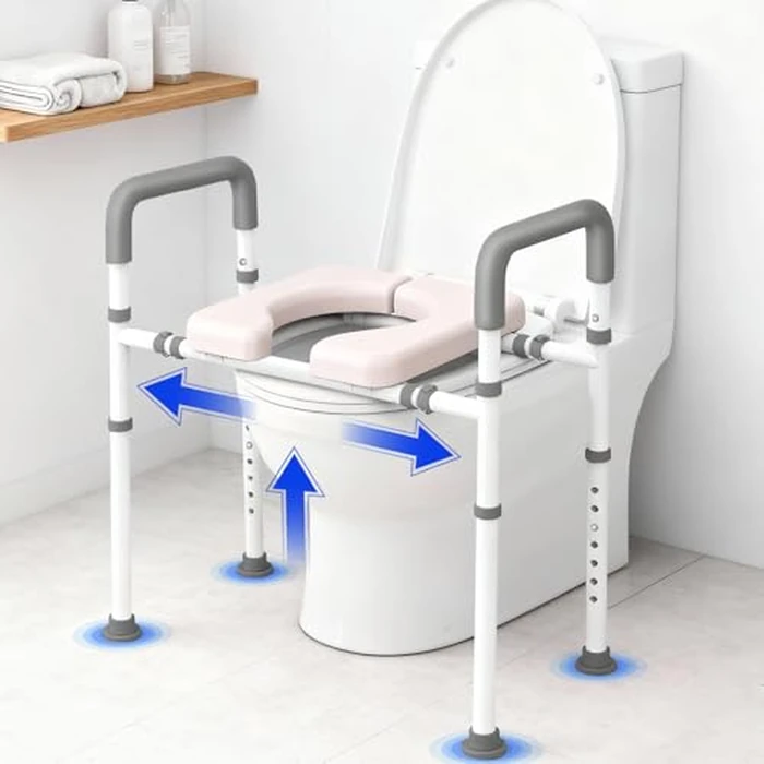 CareCrew Raised Toilet Seat with Handles - Width & Height Adjustable Toilet Seat Riser for Seniors, Handicap and Disabled, 400lbs Soft Toilet Riser with Handles for Elderly, Pregnant, Fit Any Toilets by CareCrew - Used - Very Good condition - US$51.06