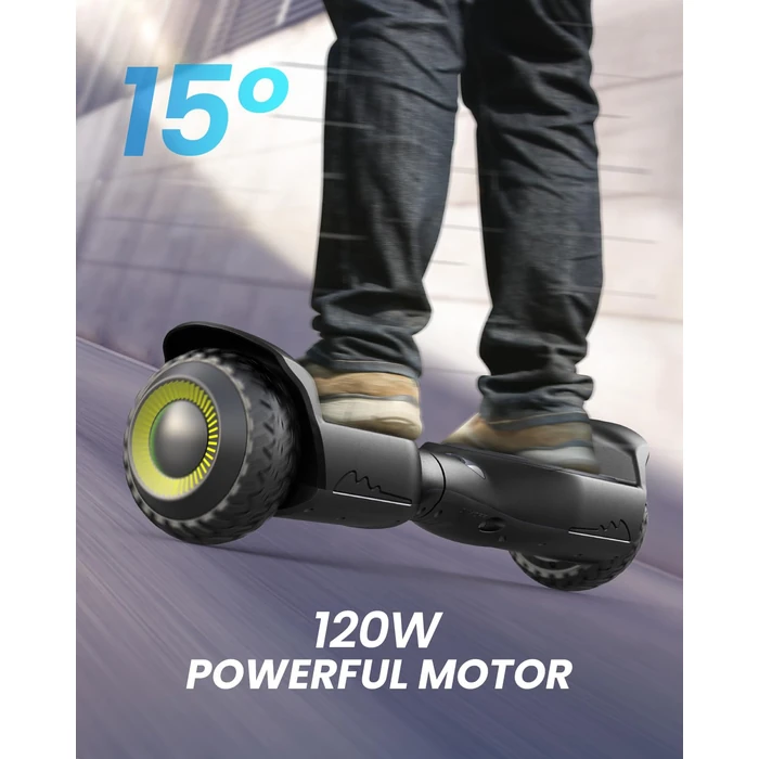 Gyroor G13 Hoverboard for Kids Ages 6-12 & Adults, All-Terrain Self Balancing Scooter with 120W Motors,6.2MPH, 6.5" Off-Road Tires, Climb 15 degrees Slopes, Built-in Music Player, LED Lights, 220 lbs - Black by Gyroor - Image 2