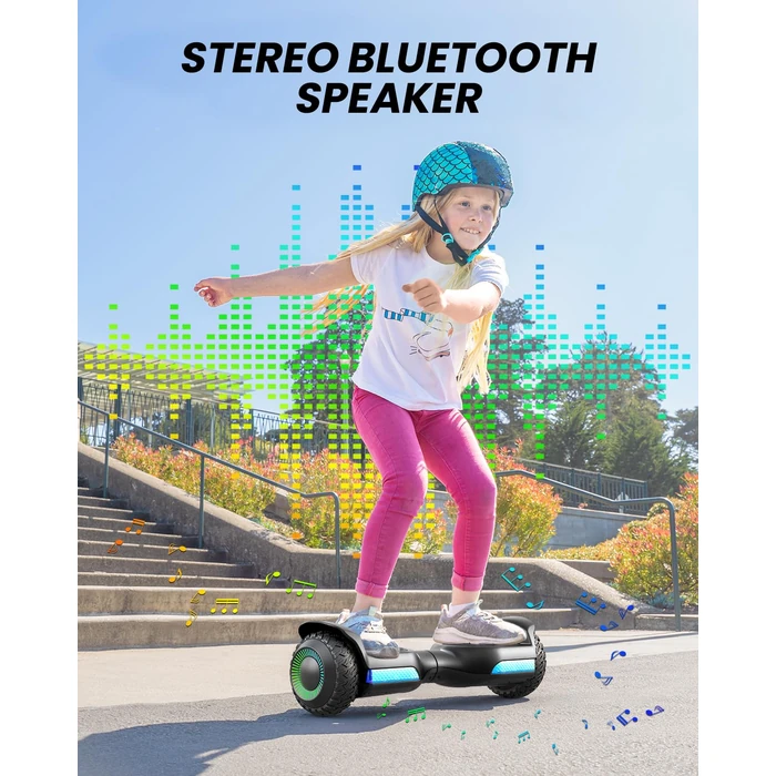 Gyroor G13 Hoverboard for Kids Ages 6-12 & Adults, All-Terrain Self Balancing Scooter with 120W Motors,6.2MPH, 6.5" Off-Road Tires, Climb 15 degrees Slopes, Built-in Music Player, LED Lights, 220 lbs - Black by Gyroor - Image 5