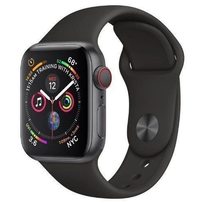 Apple Watch Series 4 (GPS) - 16GB - 44mm - Silver - Space Grey Aluminum Case with White with Black Rubber Sport Band by Apple - Image 2
