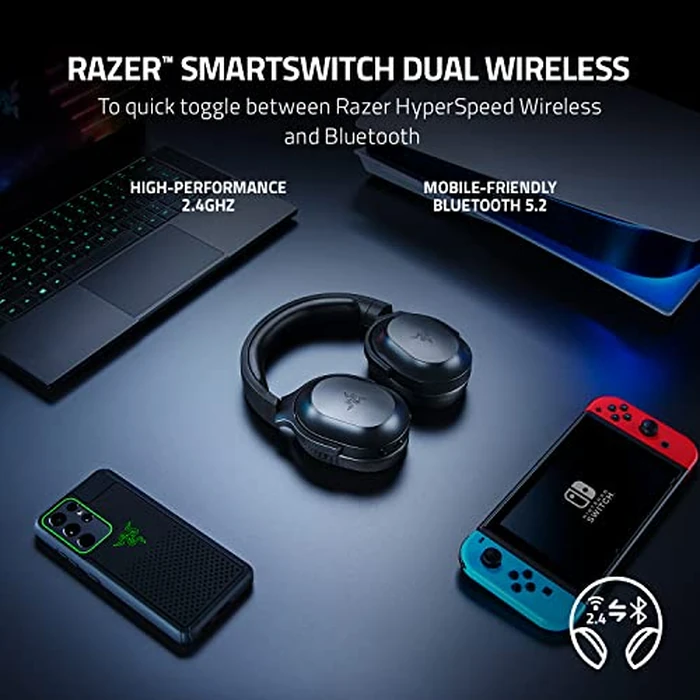 Razer Barracuda X Wireless Gaming & Mobile Headset (PC, PlayStation, Switch, Android, iOS): 2022 Model - 2.4GHz Wireless + Bluetooth - Lightweight 250g - 40mm Drivers - 50 Hr Battery - Black by Razer - Image 2