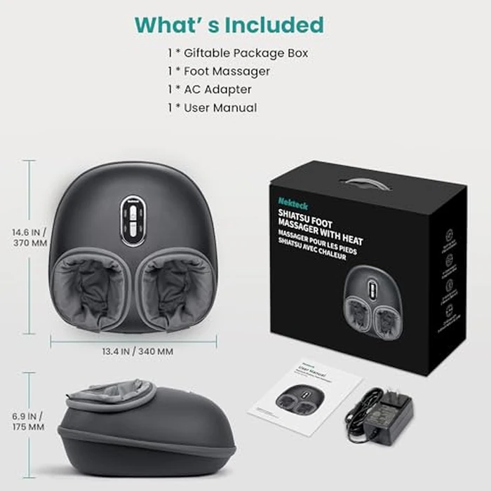 Nekteck Shiatsu Foot Massager with Heat [2026 Upgraded], 3 Modes Deep Kneading Therapy Air Compression, Feet Massage for Plantar Fasciitis, Relaxation Gifts for Men Women Mom Dad Birthday Mother's Day by Nekteck - Image 8