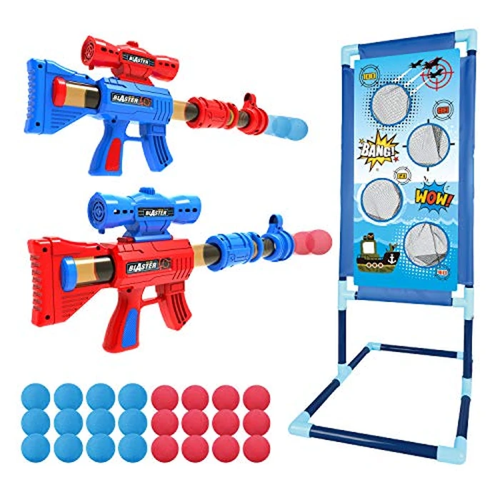 YEEBAY Shooting Game Toy for Age 6, 7, 8,9,10+ Years Old Kids, Boys - 2pk Air Guns & Shooting Target & 24 Foam Balls - Ideal Gift - Compatible with Toy Guns by YEEBAY - Used - Like New condition