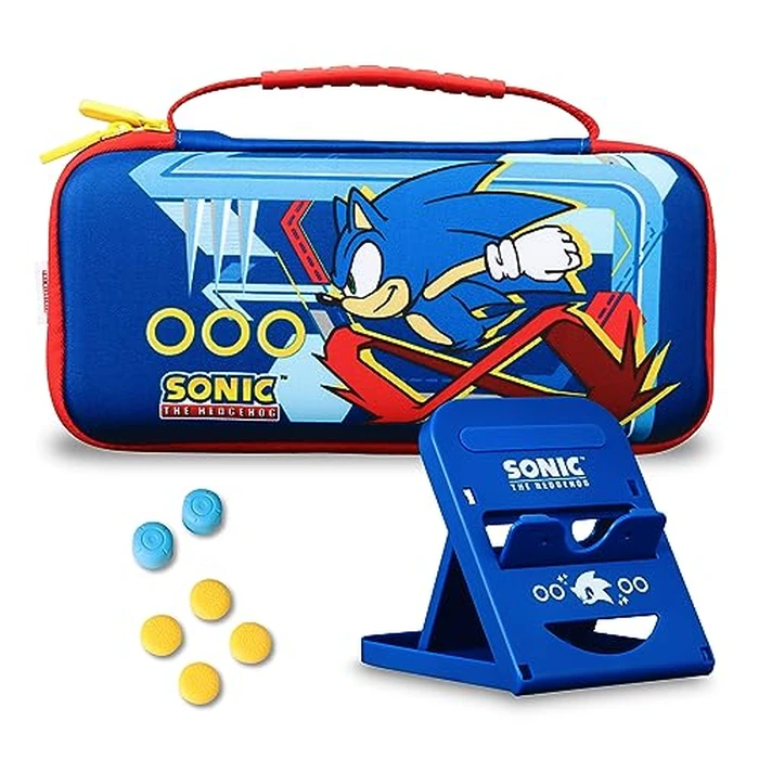Sonic the Hedgehog Switch Case - Gaming On-the-Go Car Kit, Controller Grips, Hands-Free Stand, Games & Accessories Storage by Sakar - Image 1