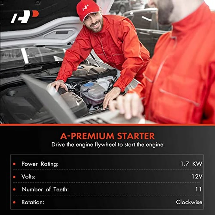 A-Premium Starter Motor Compatible with Jaguar F-Type 2014-2016 3.0L 5.0L, XF 2013-2015 3.0L 5.0L, XJ 2013-2018 3.0L 5.0L, XJR 2014-2017 5.0L, 12V 1.7KW, 11Teeth CW, Replace# DX23-11001-BC by A-premium - Image 2
