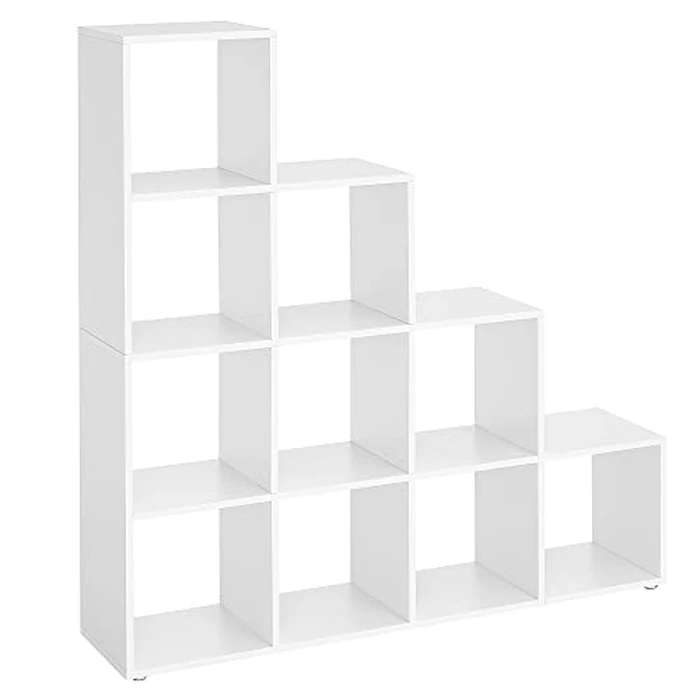 VASAGLE 10-Cube Bookcase, Bookshelf with Open Compartments, Storage Organiser for Decorations, Photos, Plants, in the Living Room, Bedroom, Home Office, 29 x 129.5 x 129.5 cm, White LBC10WTV1 by VASAGLE - Used - Very Good condition