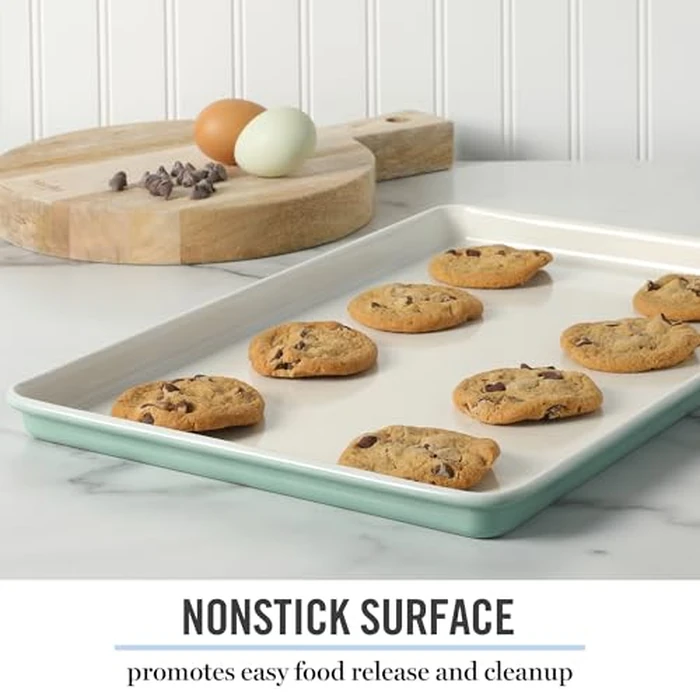 Martha Stewart Gallen 17 x 11 Inch Nonstick Carbon Steel Cookie Sheet - Teal by Martha Stewart - Image 3