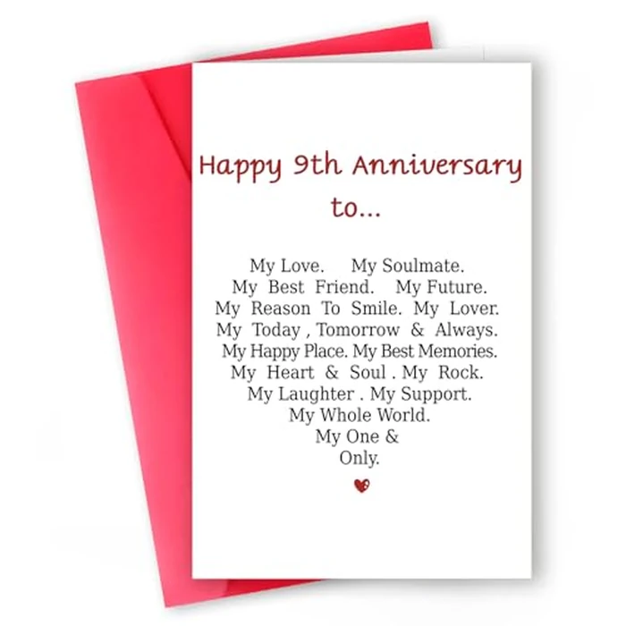 MQMRYeto Funny 9th Anniversary Card For Men Women, Sweet 9 Year Wedding Anniversary Card Decoration For Husband Wife, Romantic Gifts Idea For Boyfriend Girlfriend Couple by MQMRYeto - Used - Like New condition