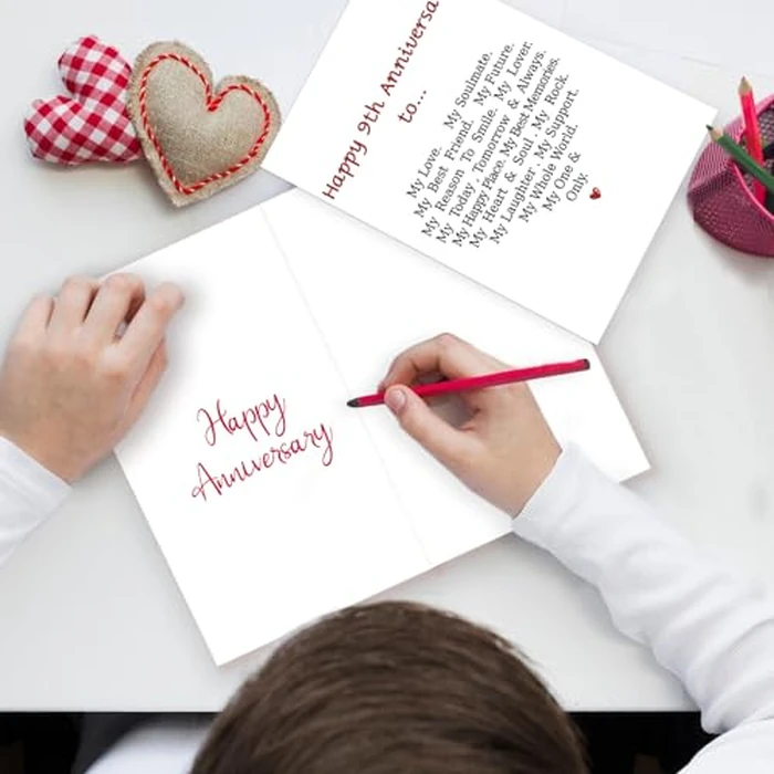 MQMRYeto Funny 9th Anniversary Card For Men Women, Sweet 9 Year Wedding Anniversary Card Decoration For Husband Wife, Romantic Gifts Idea For Boyfriend Girlfriend Couple by MQMRYeto - Image 3