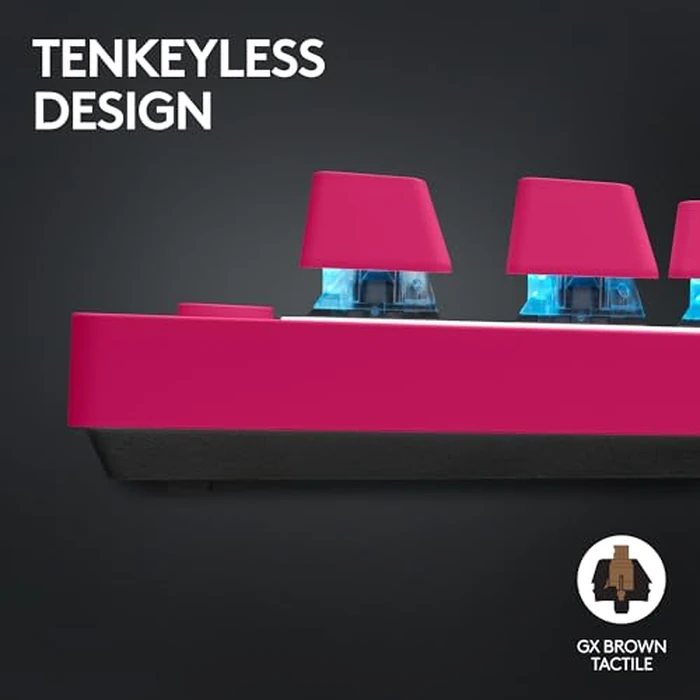 Logitech G PRO X TKL Lightspeed Wireless Gaming Keyboard, Ultra-Portable Tenkeyless Design, LIGHTSYNC RGB, PBT keycaps, Tactile Switches (GX Brown) - Magenta by Logitech G - Image 4