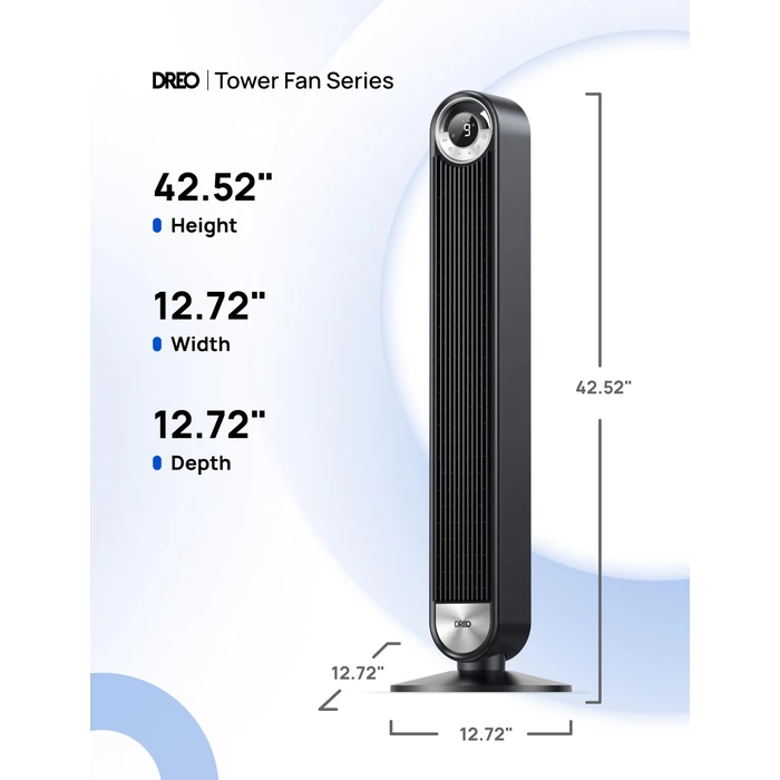 DREO Smart Tower Fan for Bedroom, Upgraded DC 9 Speeds 20dB Ultra-Quiet Floor Fan, 90 degrees Oscillating Fans with 28ft/s Velocity, 12H Timer, Standing Fan, Bladeless Fan Powerful for Home Office Room by DREO - Image 8