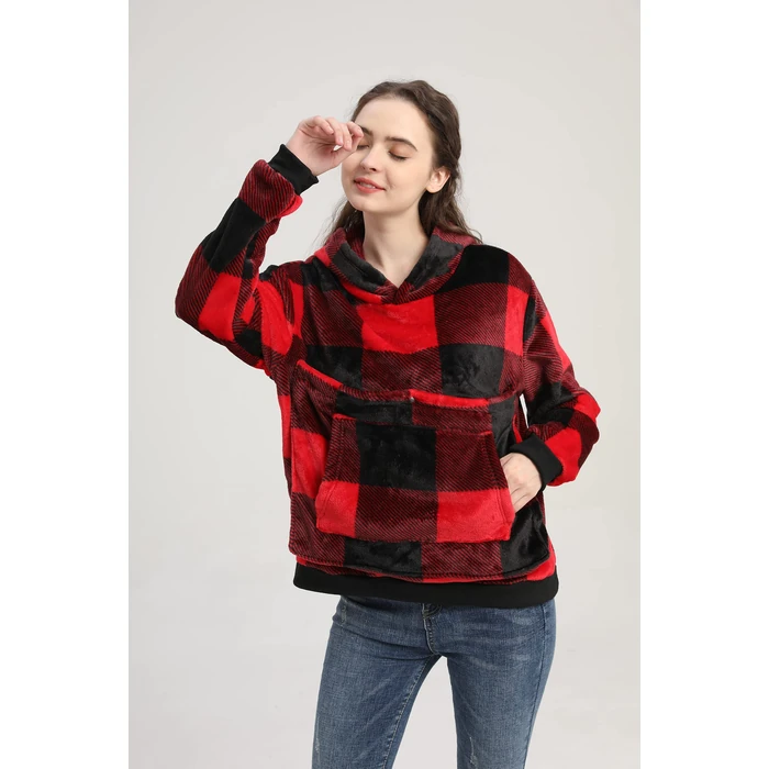 LINYUCHEN Cat Pouch Hoodie Large Pet Pouch Sweatshirt Puppy Kitten Holder Carrier Pullover Tops for Women Red by LINYUCHEN - Image 3