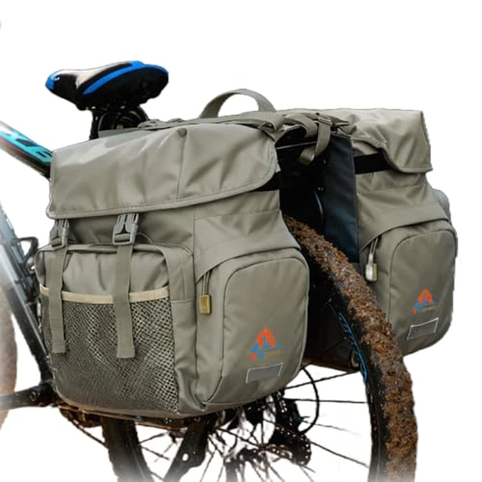 TGpao Large Saddle Bags for bike,Waterproof 50L Panier bag for Bicycles/MTB/E-Bike,Bike Trunk Bag With Reflective Stripes (Army green,50L) by TGpao - Image 3