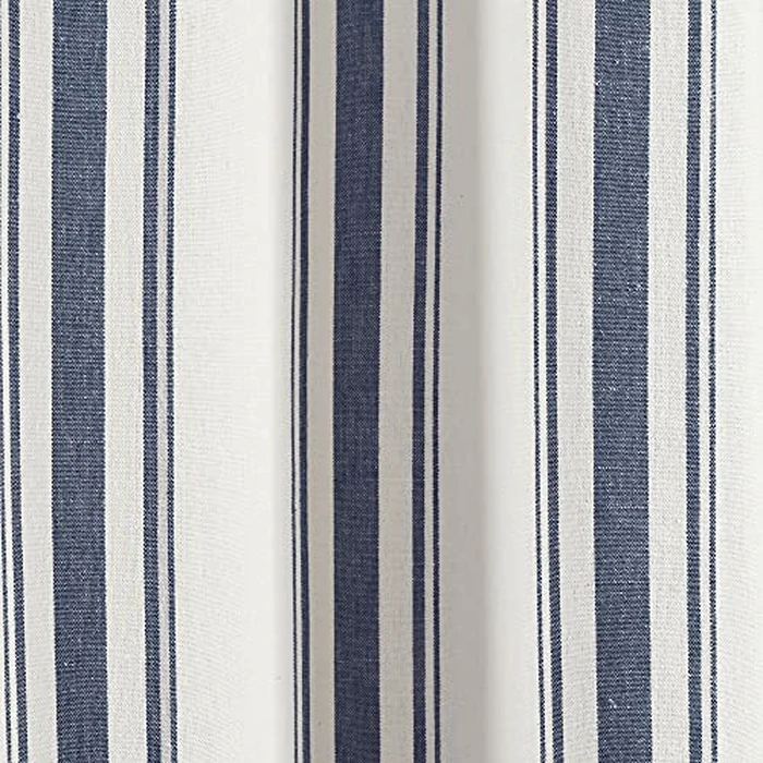 Lush Decor Farmhouse Stripe Yarn Dyed Eco-Friendly Recycled Cotton Window Curtain Panel Pair, 42" W x 63" L, Navy - Classic Modern Rustic Charm - Eco Friendly Cotton Fabric by Lush Decor - Image 3