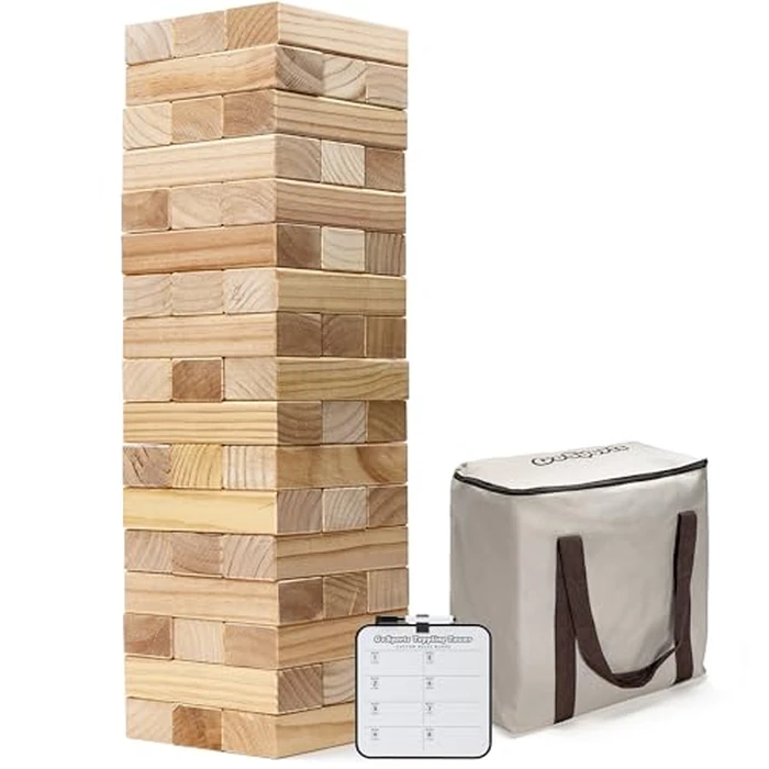 GoSports 3 Ft Large Wooden Toppling Tower - Includes Bonus Rules with Gameboard - Choose Your Style by GoSports - Used - Very Good condition