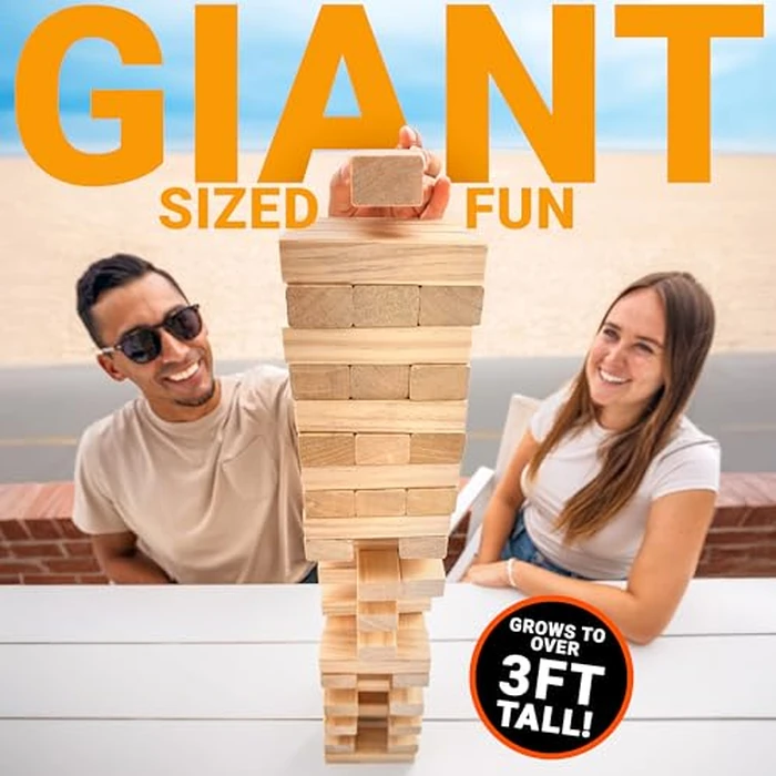 GoSports 3 Ft Large Wooden Toppling Tower - Includes Bonus Rules with Gameboard - Choose Your Style by GoSports - Image 2