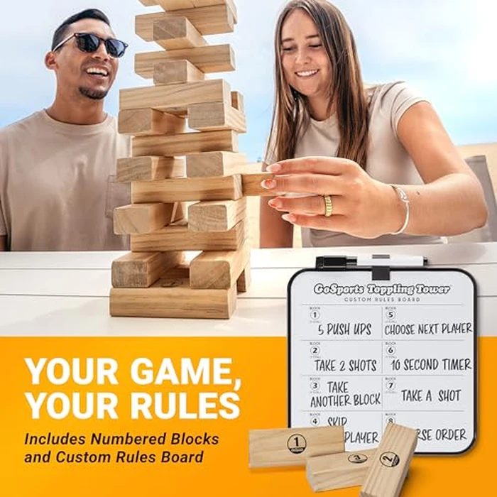 GoSports 3 Ft Large Wooden Toppling Tower - Includes Bonus Rules with Gameboard - Choose Your Style by GoSports - Image 4