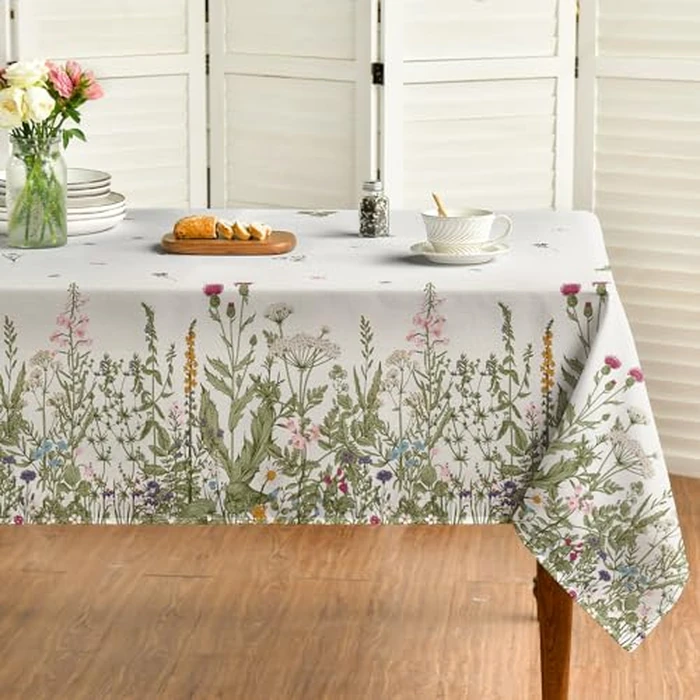 Horaldaily Spring Summer Tablecloth 60x140 Inch Rectangular, Wild Flowers Floral Table Cover for Party Picnic Dinner Decor by Horaldaily - Used - Like New condition - CA$29.44