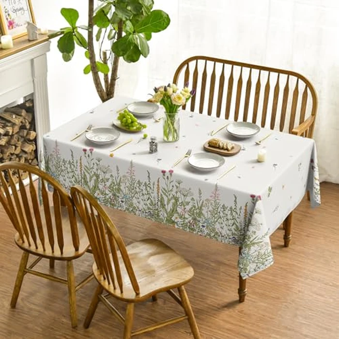 Horaldaily Spring Summer Tablecloth 60x140 Inch Rectangular, Wild Flowers Floral Table Cover for Party Picnic Dinner Decor by Horaldaily - Image 2