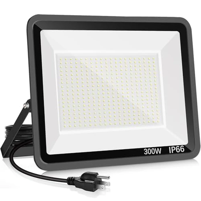YANYCN 300W LED Flood Light Outdoor,2000W Equivalent 5000K Daylight White Super Bright FloodLight with Plug,43500LM IP66 Waterproof Commercial Lighting for Sports Fields,Counts,Arena,Stadium by YANYCN - Used - Very Good condition - US$43.58