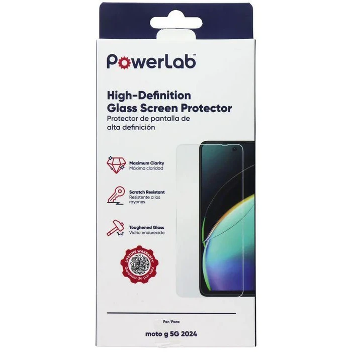 PowerLab High-Definition Glass Screen Protector for Motorola Moto G 5G (2024) - Clear by PowerLab - Refurbished - Brand New condition