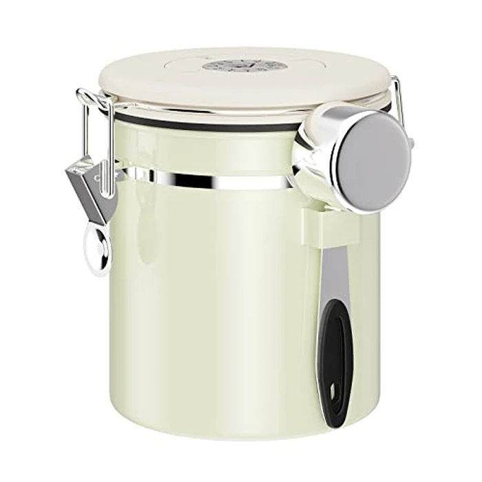 ShanSon Coffee Canister Airtight Coffee Container Stainless Steel Coffee Bean Storage Container with Scoop Coffee Canister for Beans Grounds Sugar Flour Tea Cereal,16OZ,Yellow by ShanSon - Used - Very Good condition - CA$18.10